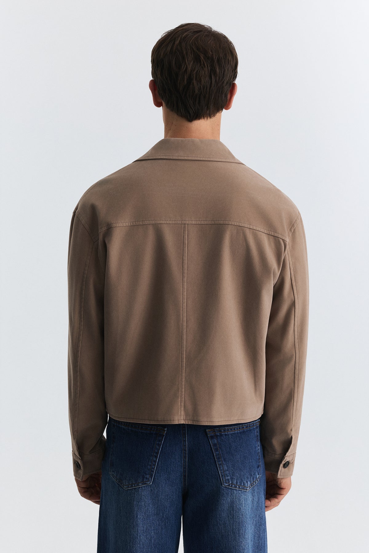 Crop Fit Suni Süet Ceket