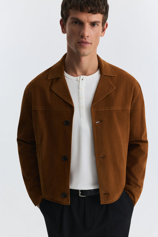 Crop Fit Suni Süet Ceket