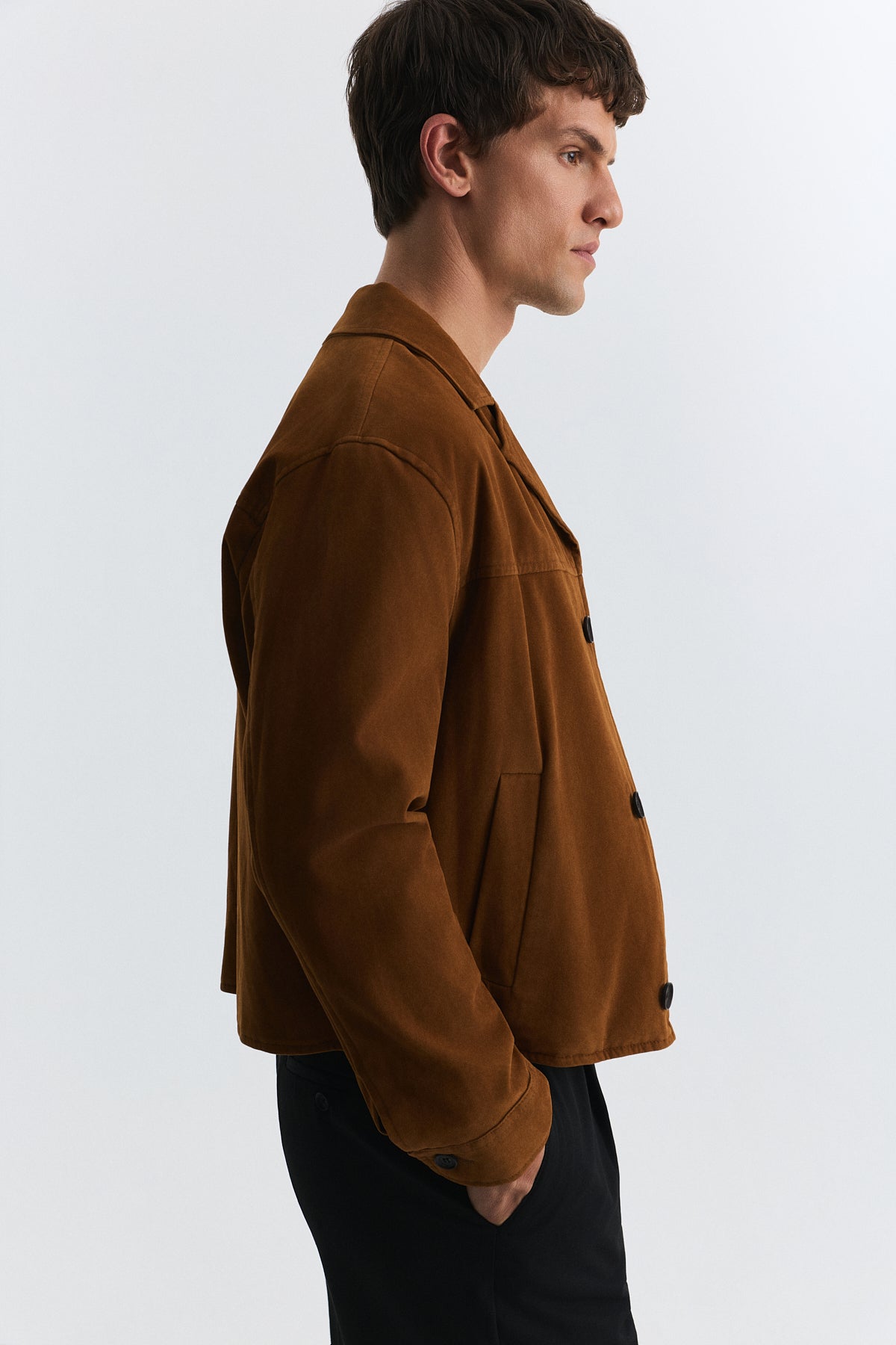 Crop Fit Suni Süet Ceket