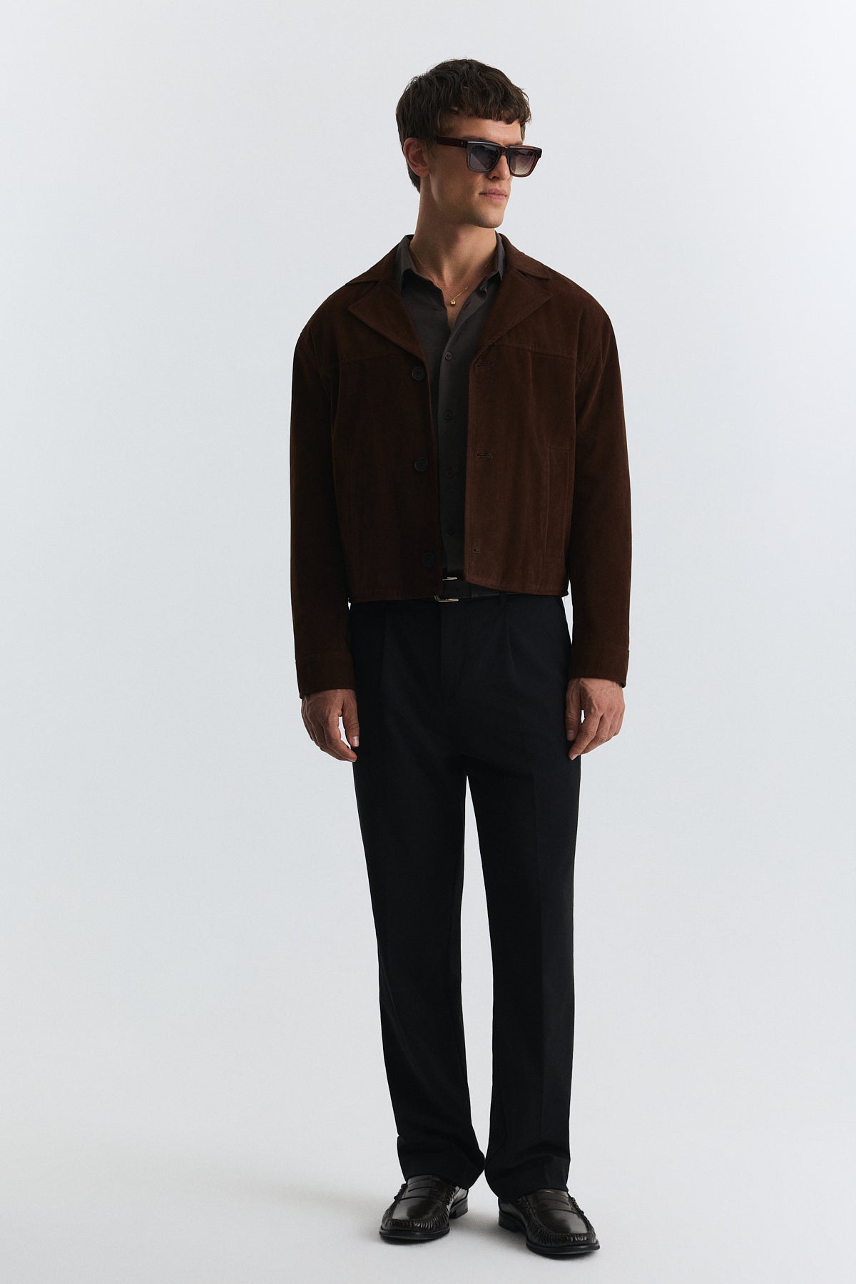 Crop Fit Suni Süet Ceket