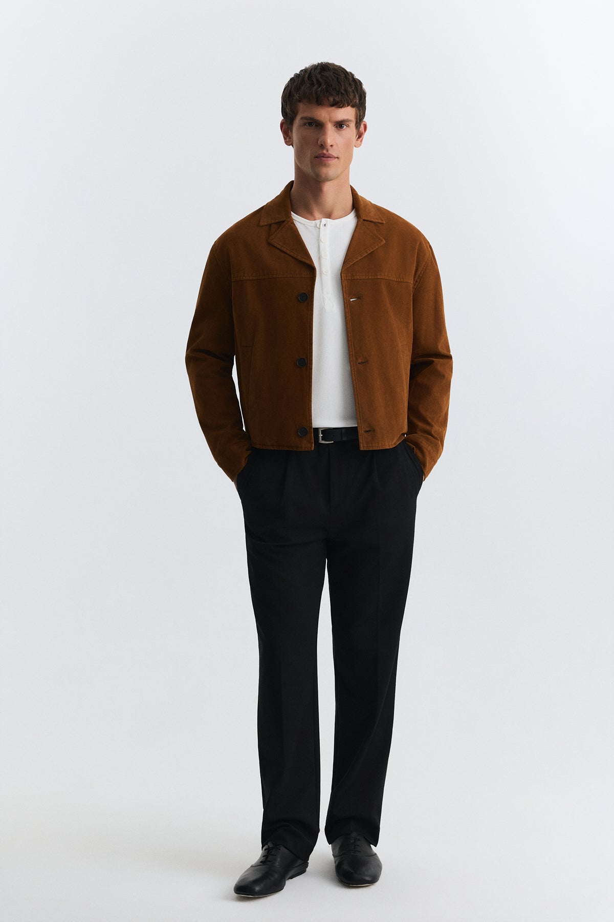 Crop Fit Suni Süet Ceket