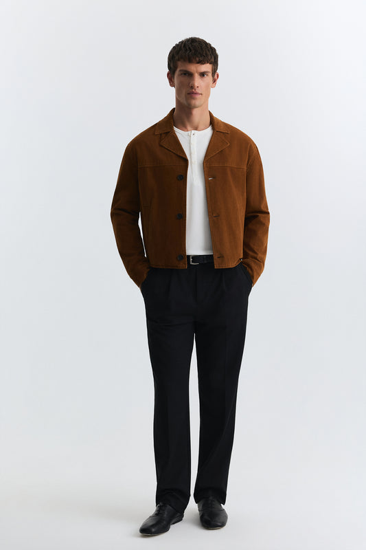 Crop Fit Suni Süet Ceket