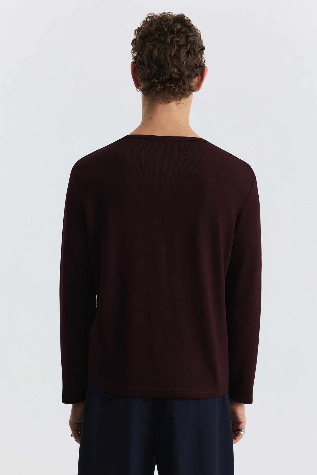 100% Pamuk Düğmeli Yaka Fitilli T-Shirt