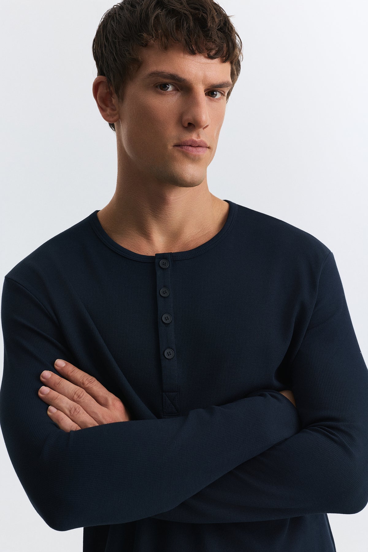 100% Pamuk Düğmeli Yaka Fitilli T-Shirt