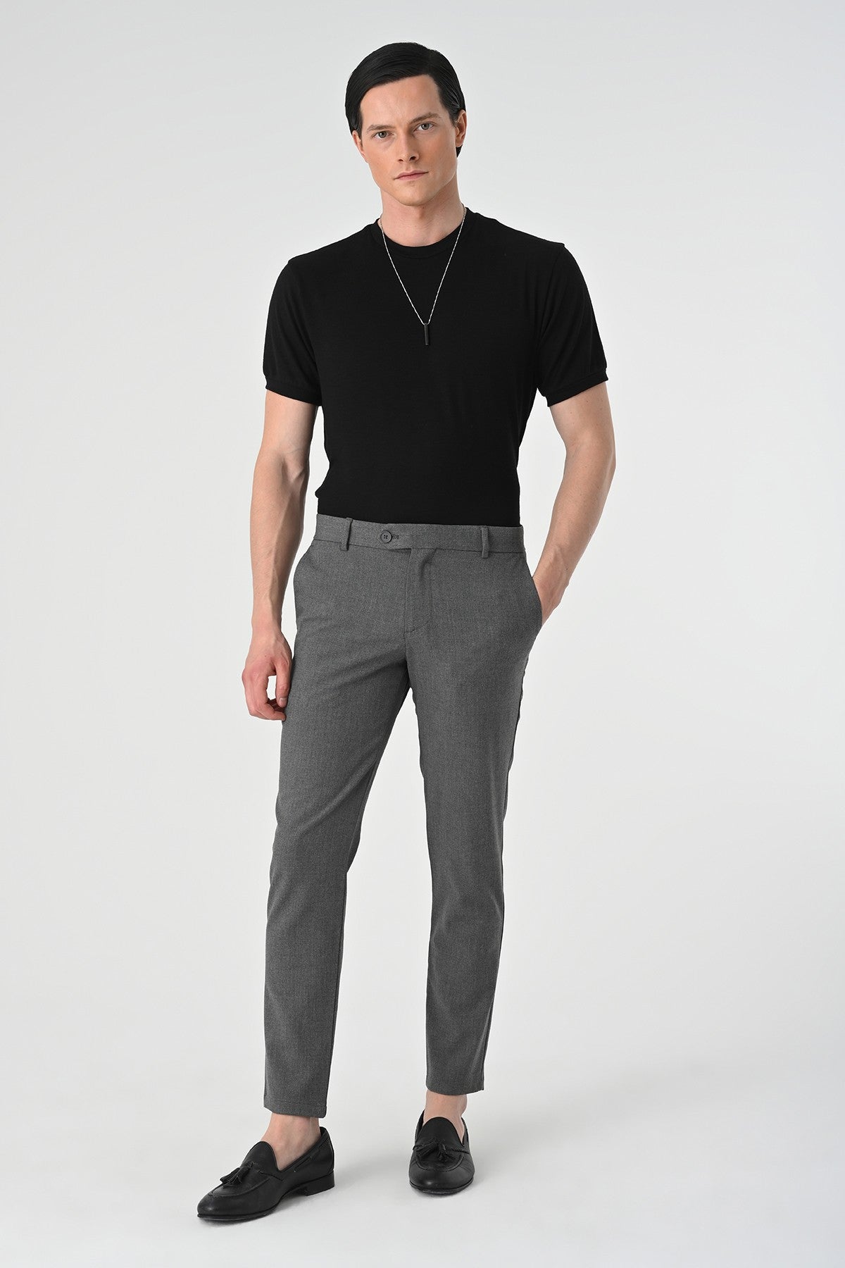 Antioch Siyah Erkek Aksesuar Detaylı Slim Fit Pantolon