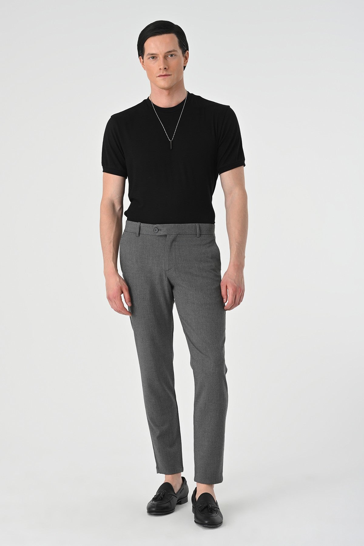 Antioch Siyah Erkek Aksesuar Detaylı Slim Fit Pantolon