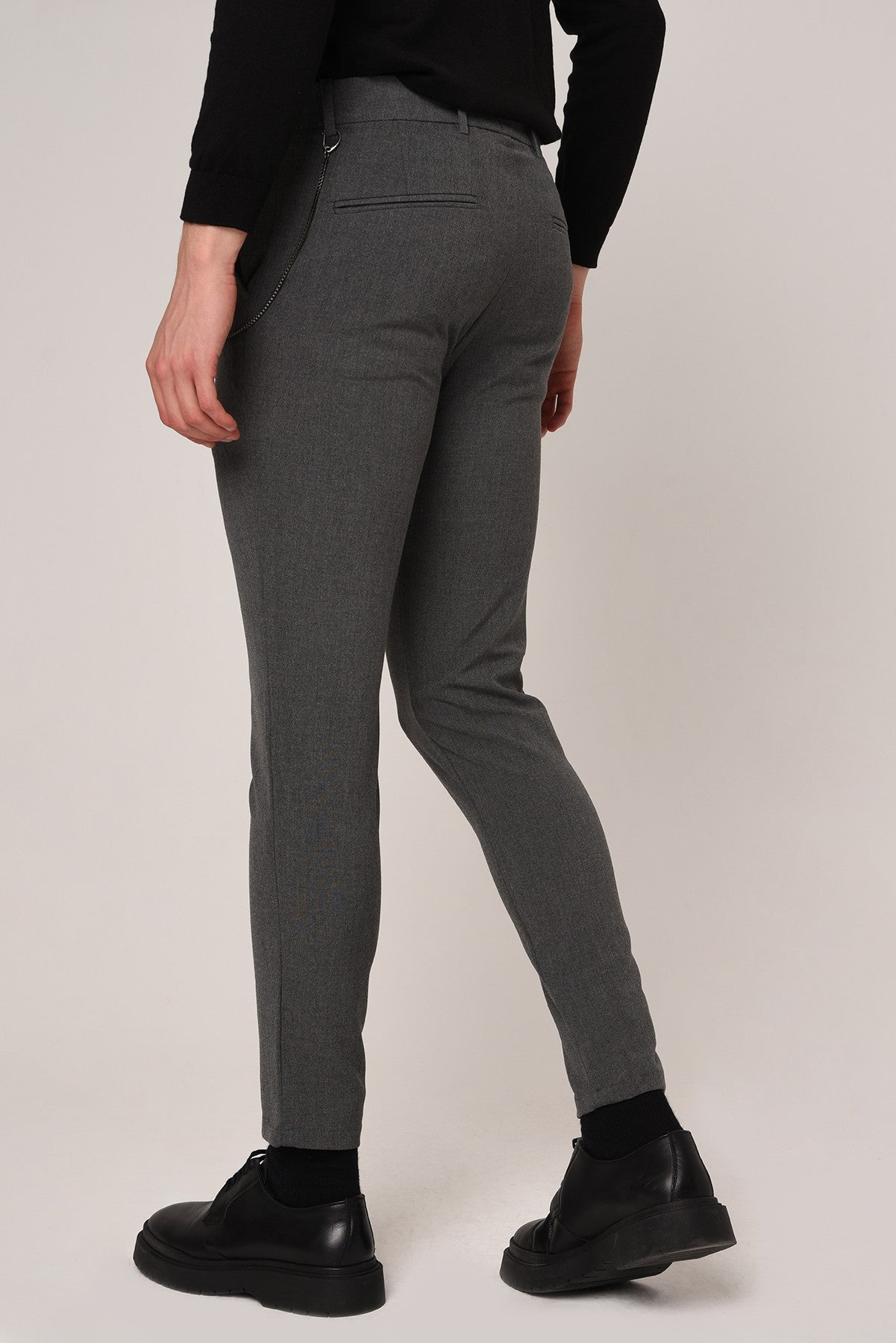 Antioch Siyah Erkek Aksesuar Detaylı Slim Fit Pantolon