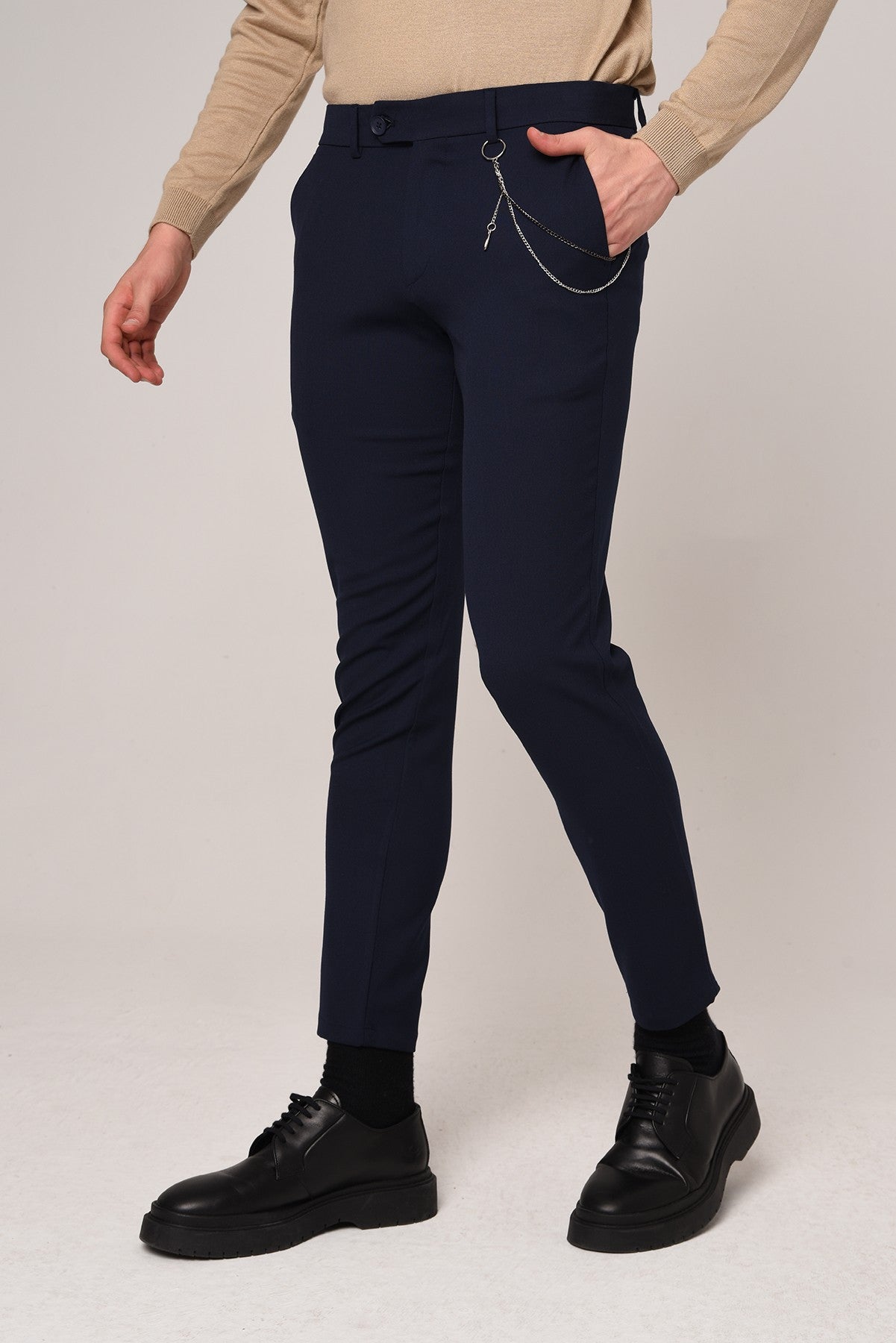 Antioch Siyah Erkek Aksesuar Detaylı Slim Fit Pantolon