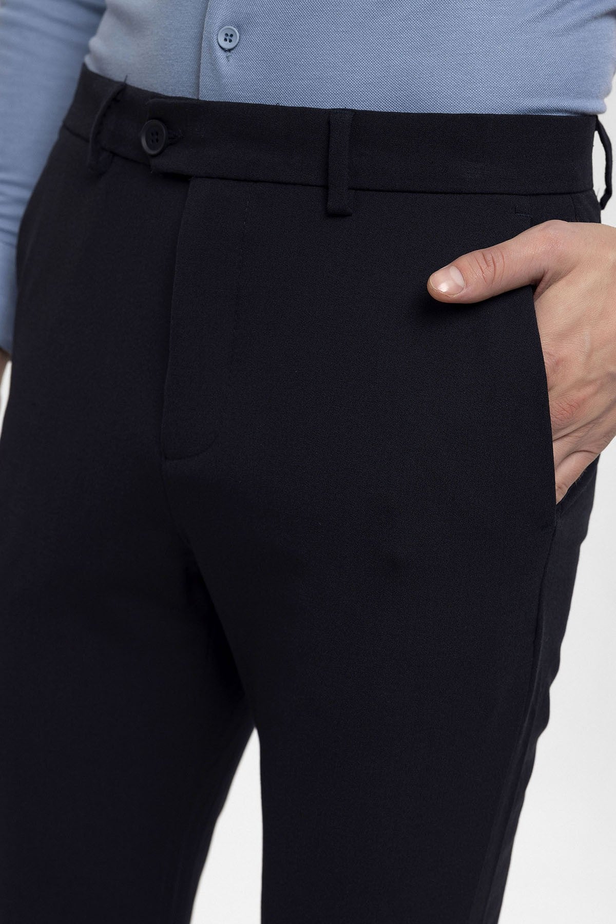 Antioch Siyah Erkek Aksesuar Detaylı Slim Fit Pantolon