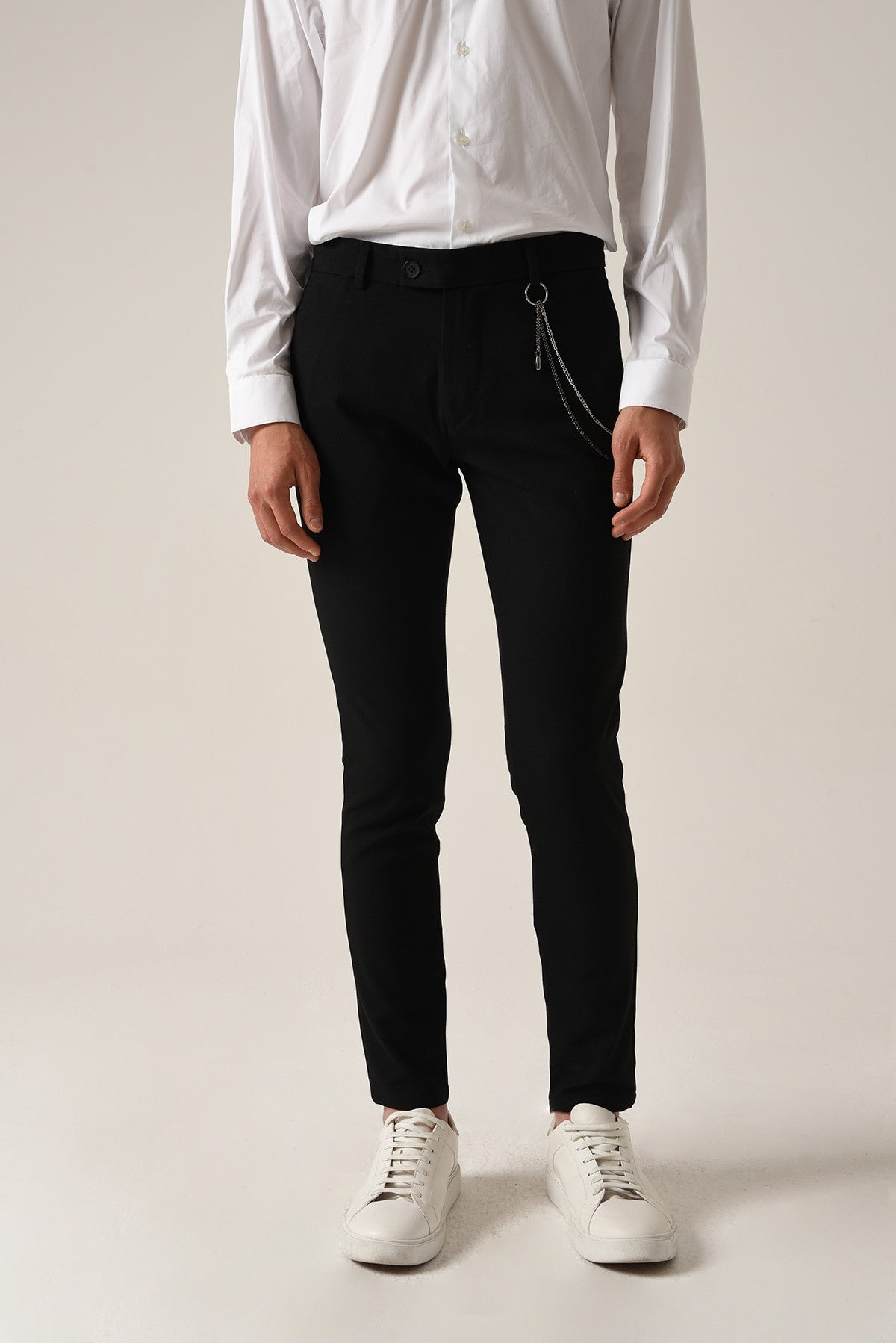 Antioch Siyah Erkek Aksesuar Detaylı Slim Fit Pantolon