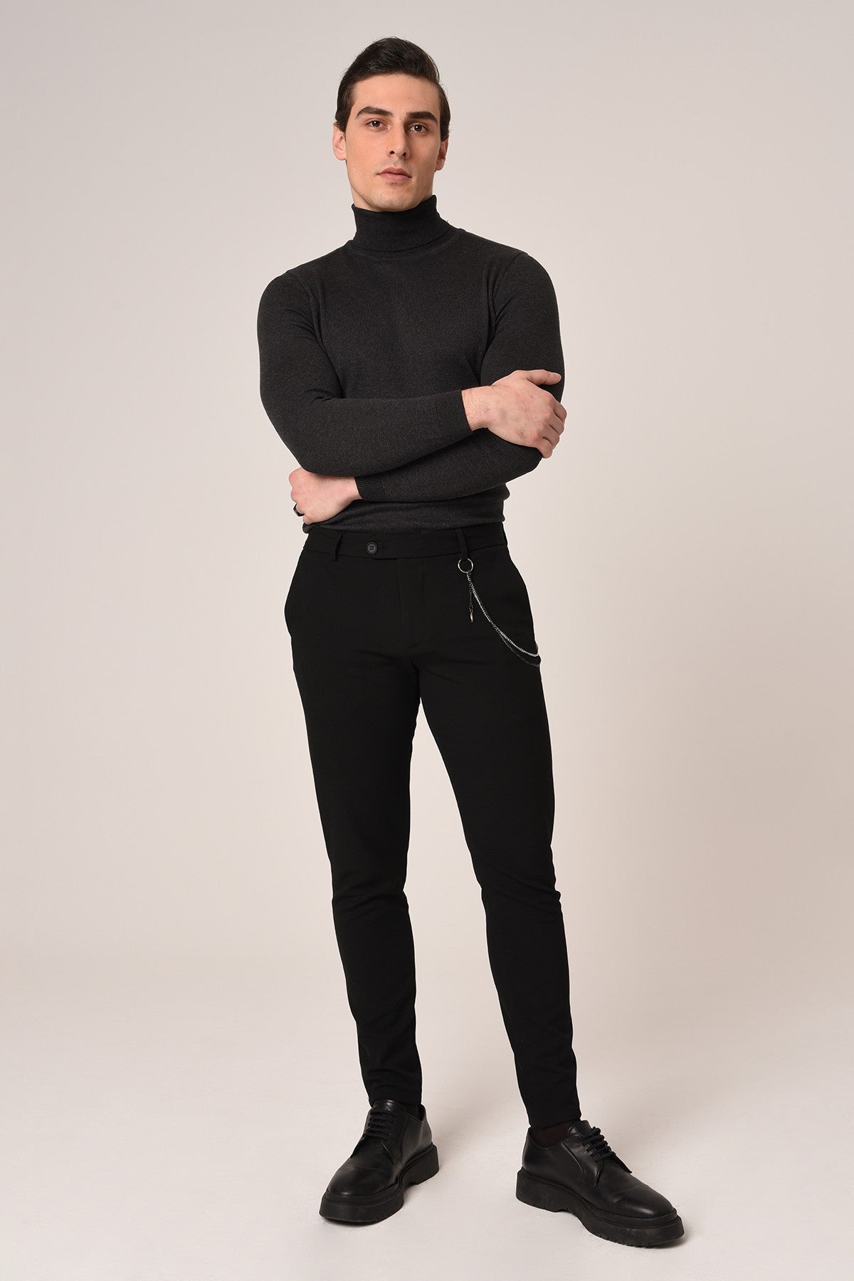 Erkek Aksesuar Detaylı Slim Fit Pantolon