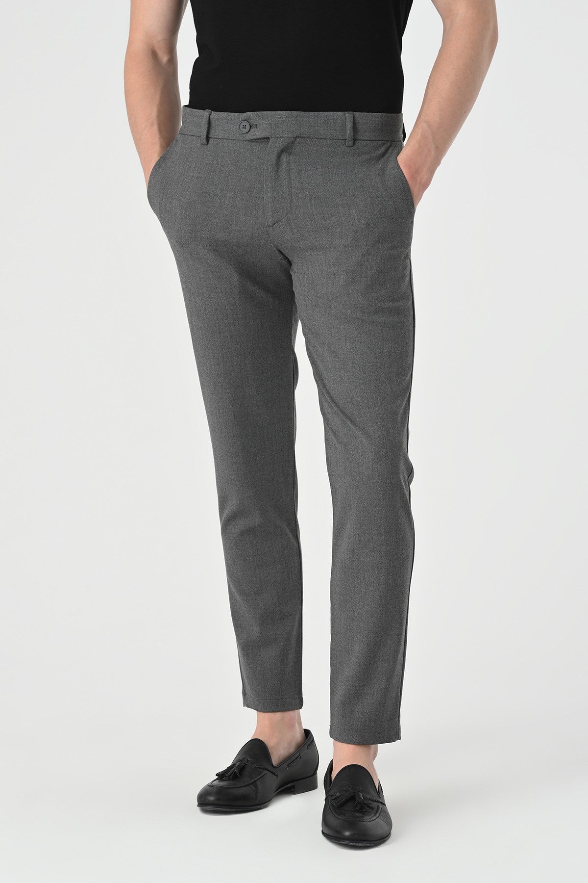 Antioch Siyah Erkek Aksesuar Detaylı Slim Fit Pantolon