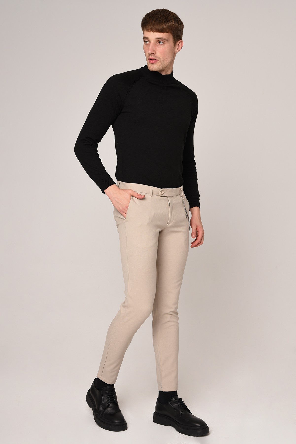 Antioch Siyah Erkek Aksesuar Detaylı Slim Fit Pantolon