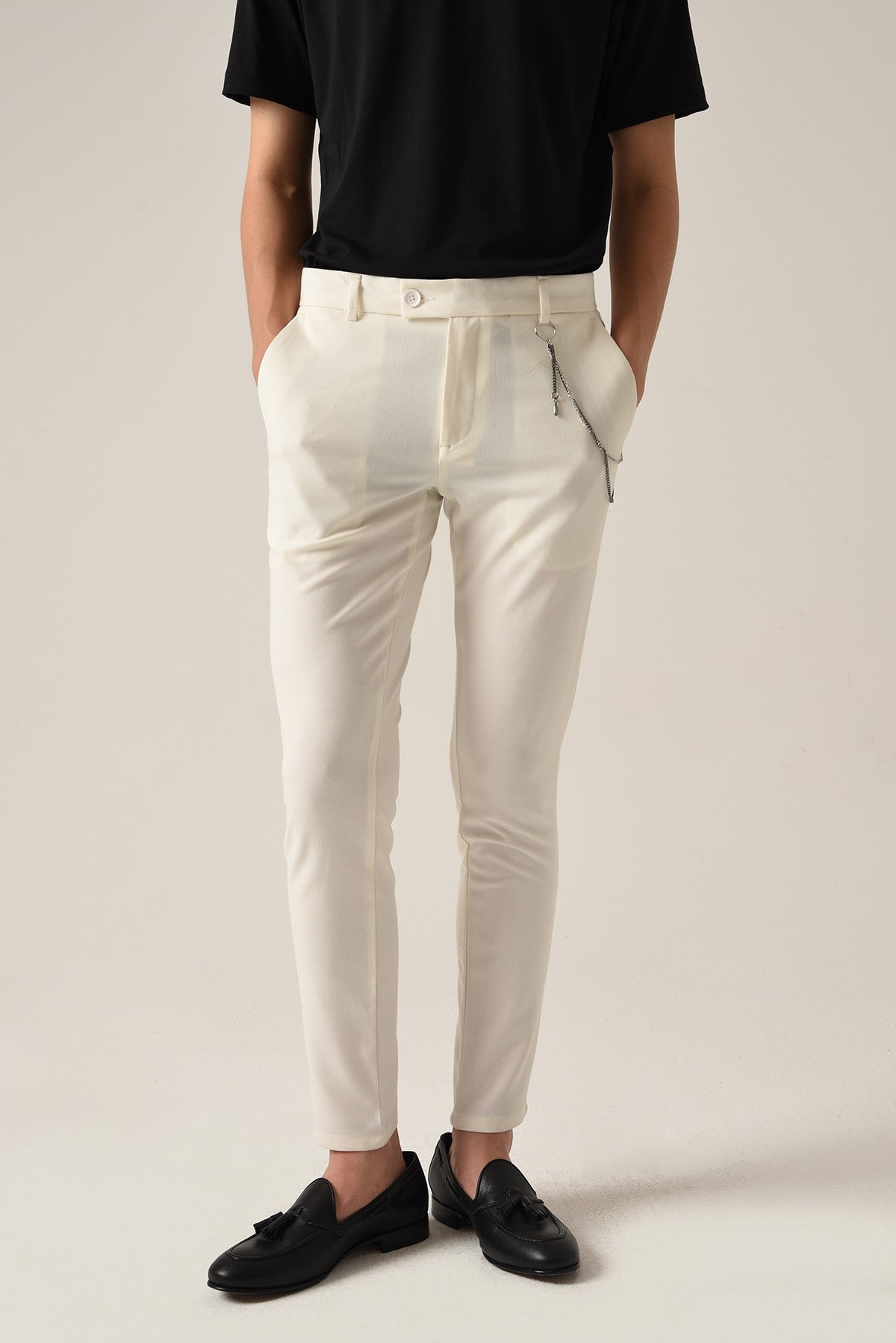 Antioch Siyah Erkek Aksesuar Detaylı Slim Fit Pantolon