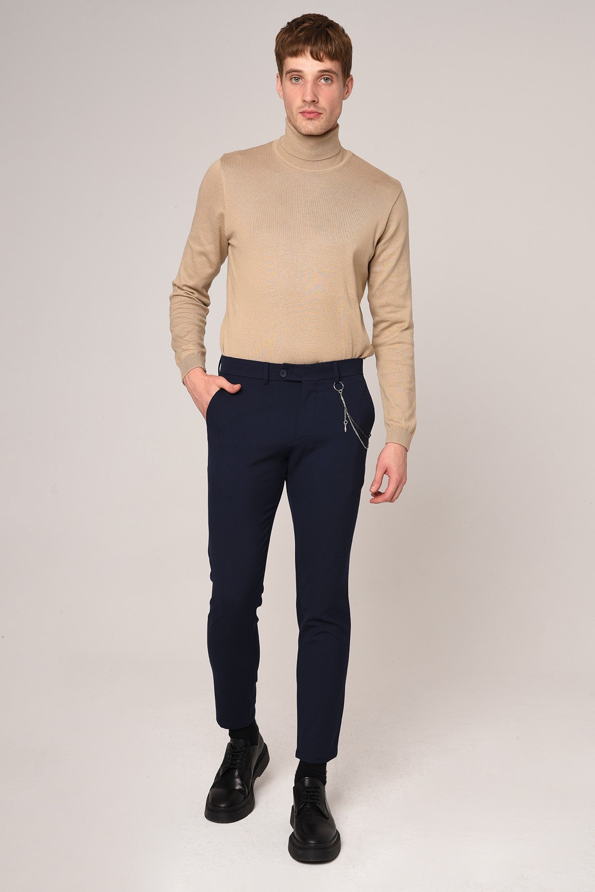 Antioch Siyah Erkek Aksesuar Detaylı Slim Fit Pantolon