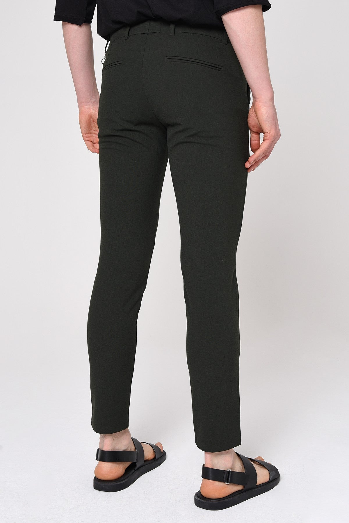 Antioch Siyah Erkek Slim Fit Düz Aksesuarlı Kumaş Pantolon
