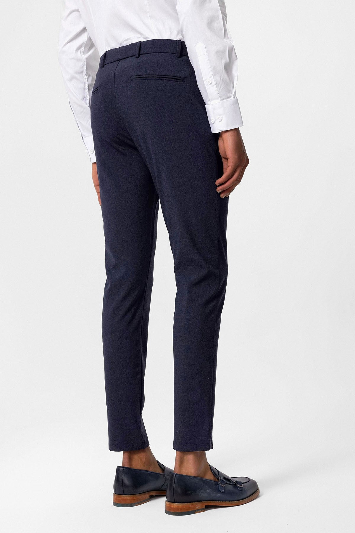 Antioch Siyah Erkek Slim Fit Düz Aksesuarlı Kumaş Pantolon
