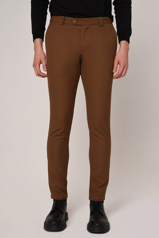 Antioch Siyah Erkek Slim Fit Düz Aksesuarlı Kumaş Pantolon