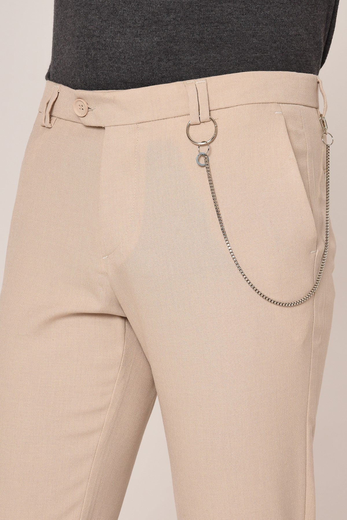 Antioch Siyah Erkek Slim Fit Düz Aksesuarlı Kumaş Pantolon