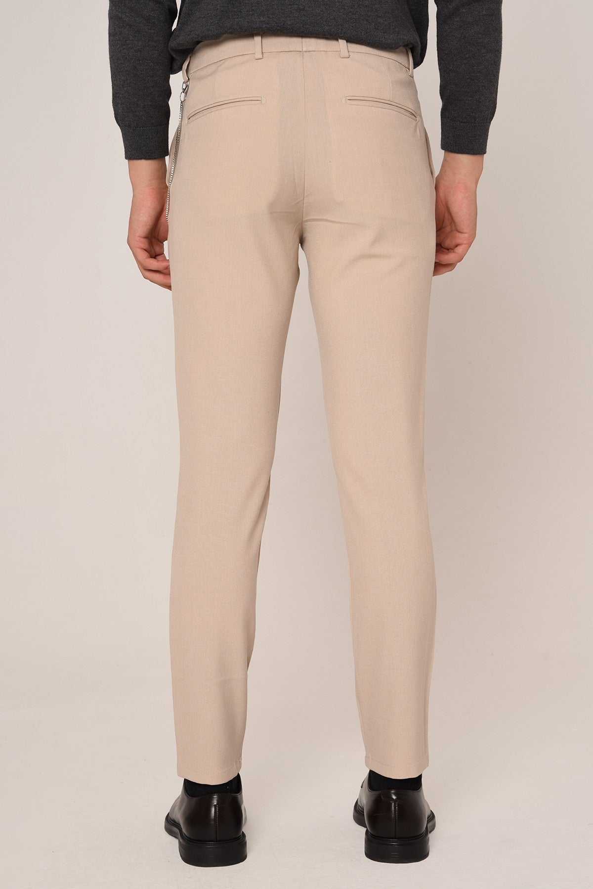 Antioch Siyah Erkek Slim Fit Düz Aksesuarlı Kumaş Pantolon