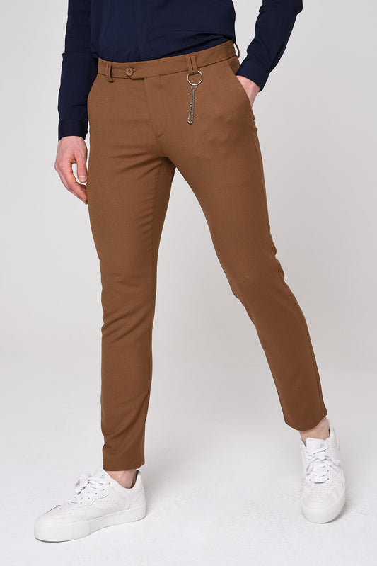 Antioch Siyah Erkek Slim Fit Düz Aksesuarlı Kumaş Pantolon