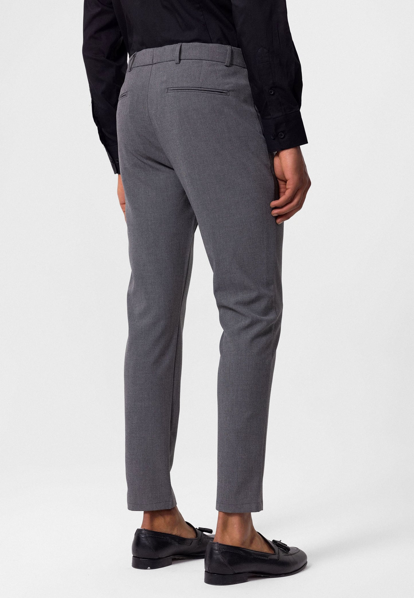 Antioch Siyah Erkek Slim Fit Düz Aksesuarlı Kumaş Pantolon
