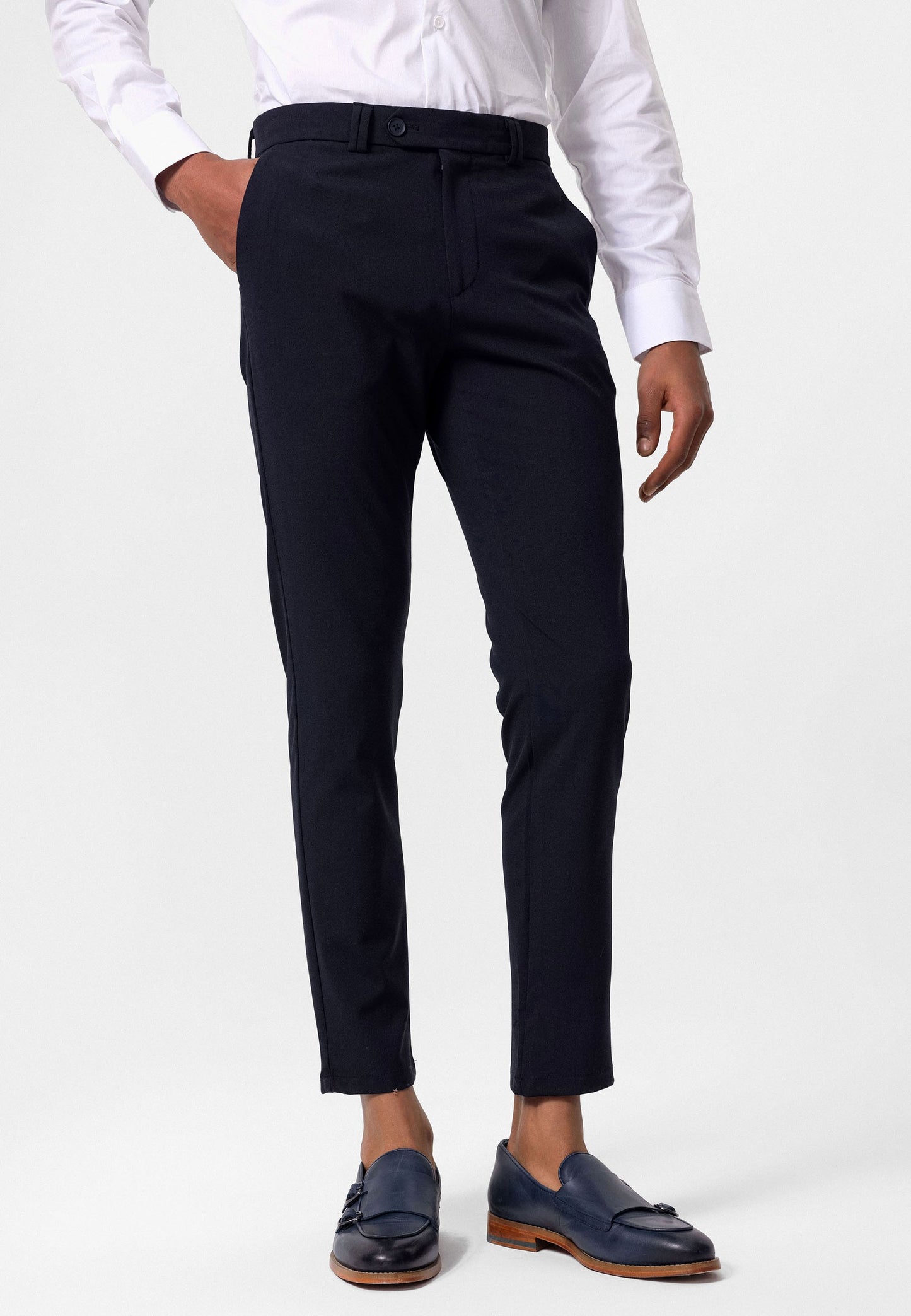 Antioch Siyah Erkek Slim Fit Düz Aksesuarlı Kumaş Pantolon