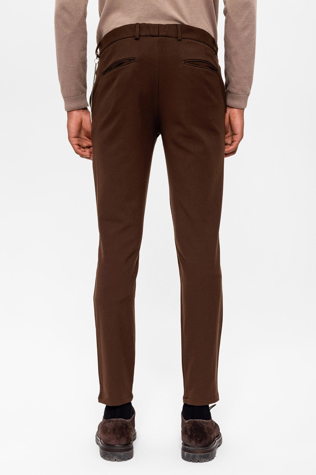 Antioch Siyah Erkek Slim Fit Düz Aksesuarlı Kumaş Pantolon
