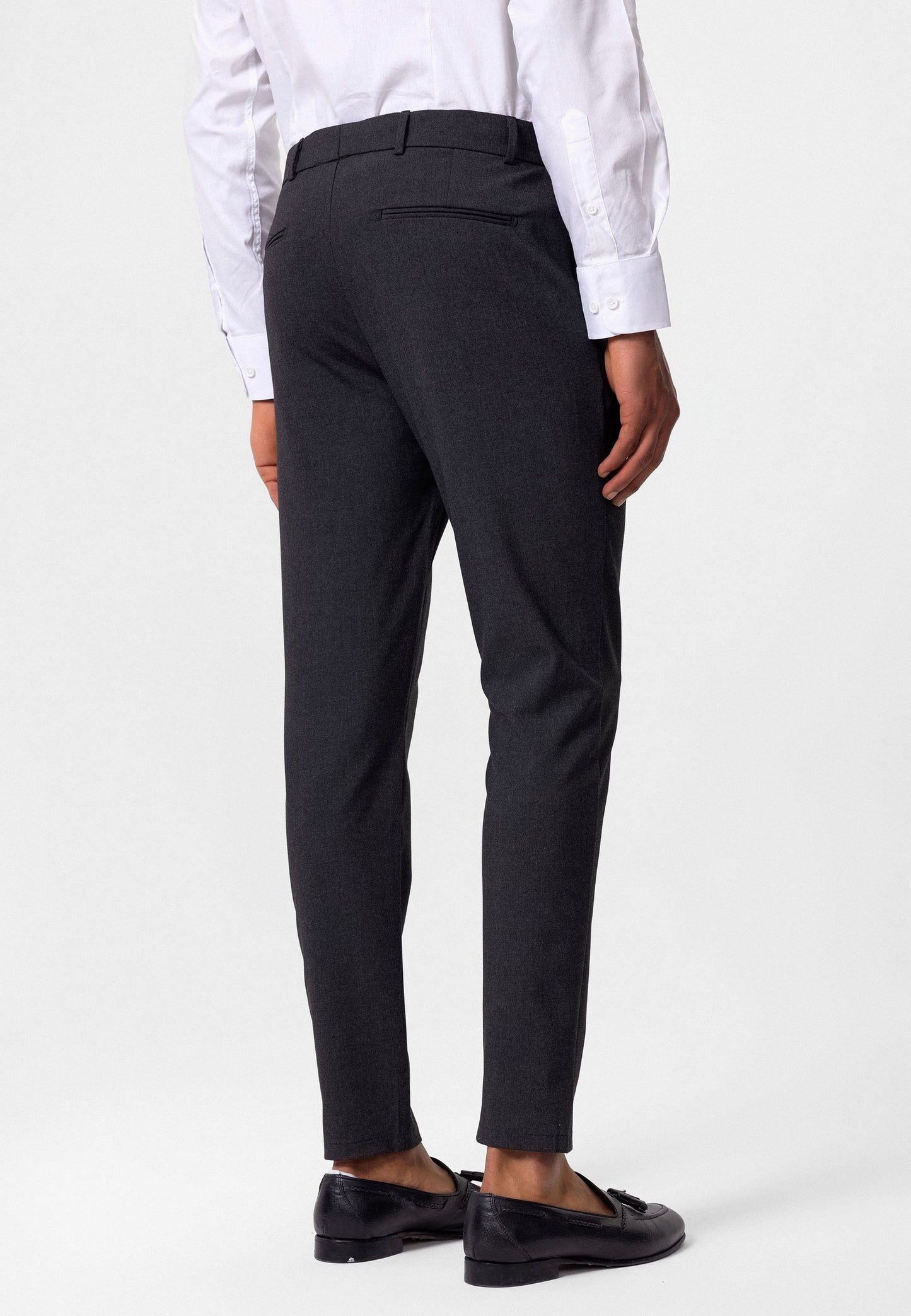 Antioch Siyah Erkek Slim Fit Düz Aksesuarlı Kumaş Pantolon
