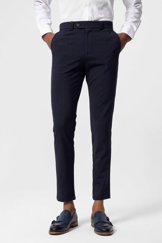 Antioch Siyah Erkek Slim Fit Düz Aksesuarlı Kumaş Pantolon