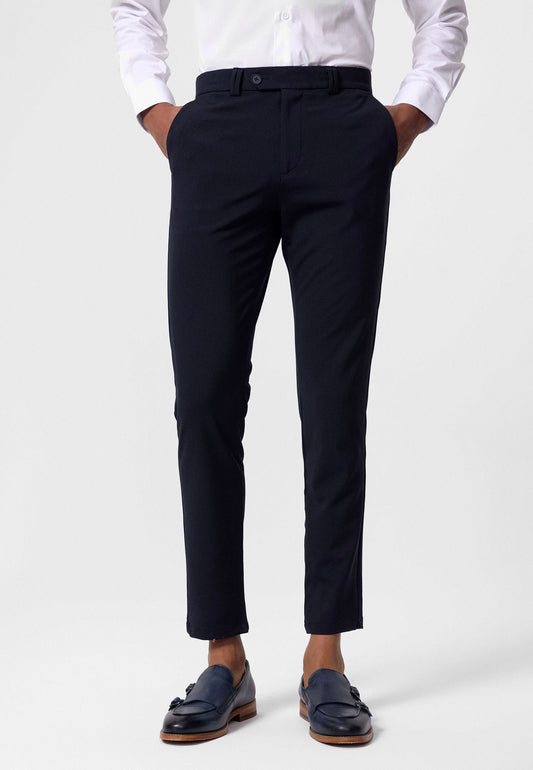 Antioch Siyah Erkek Slim Fit Düz Aksesuarlı Kumaş Pantolon