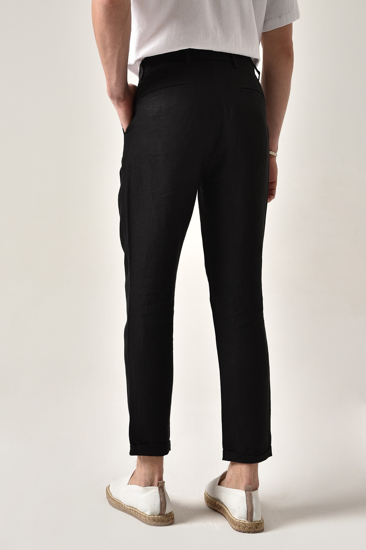 Boyfriend Beli İpli Keten Pantolon