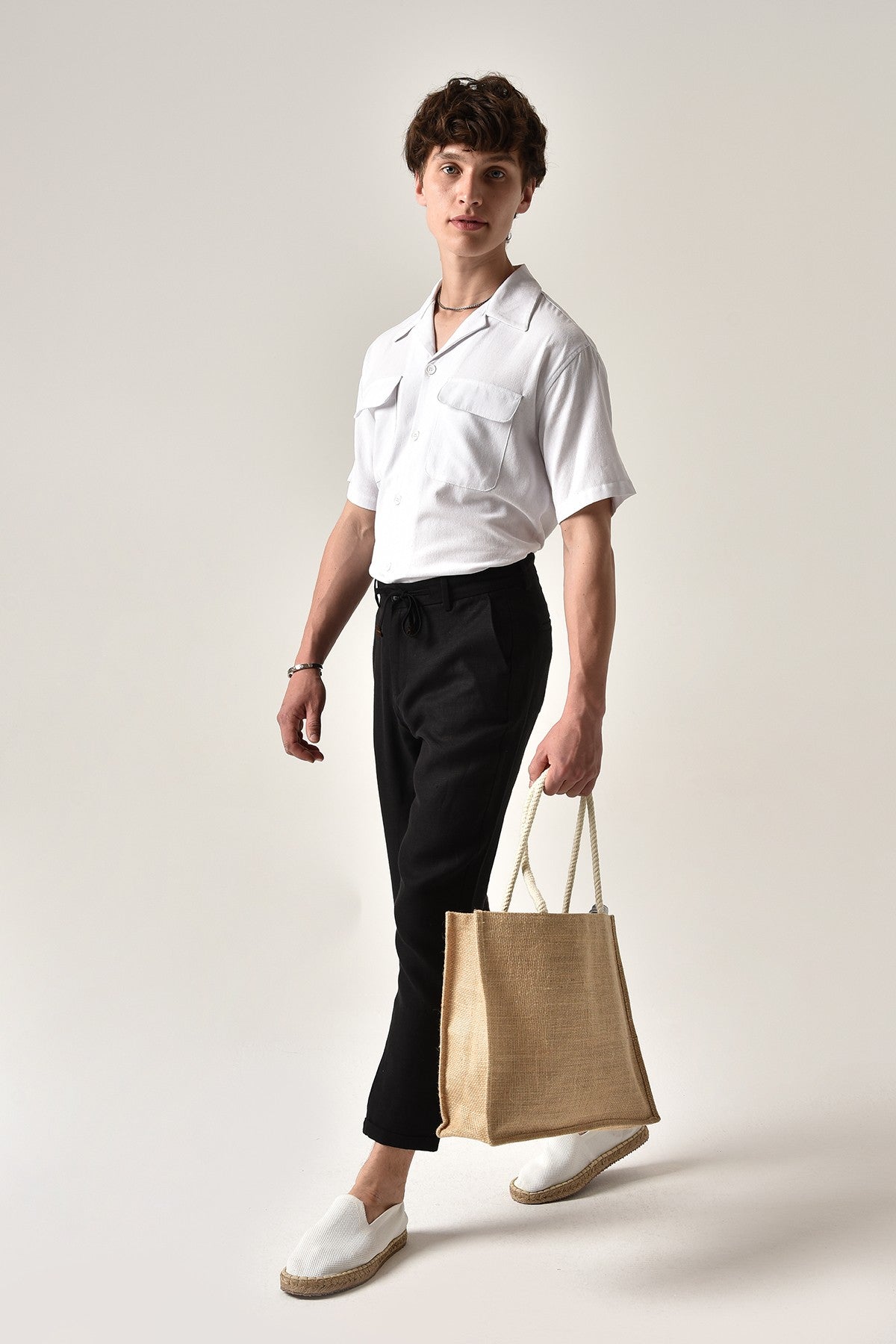 Boyfriend Beli İpli Keten Pantolon