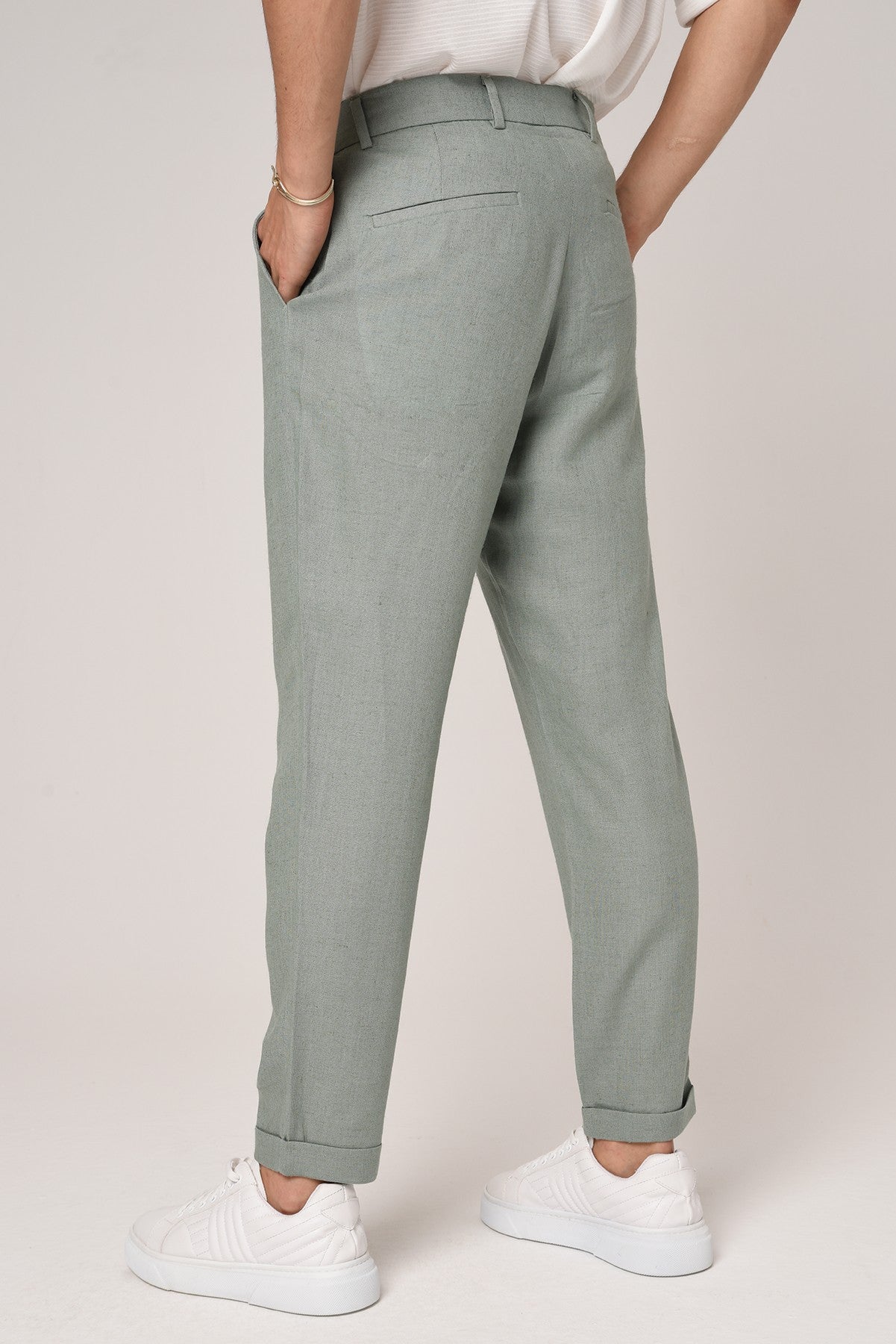 Boyfriend Beli İpli Keten Pantolon