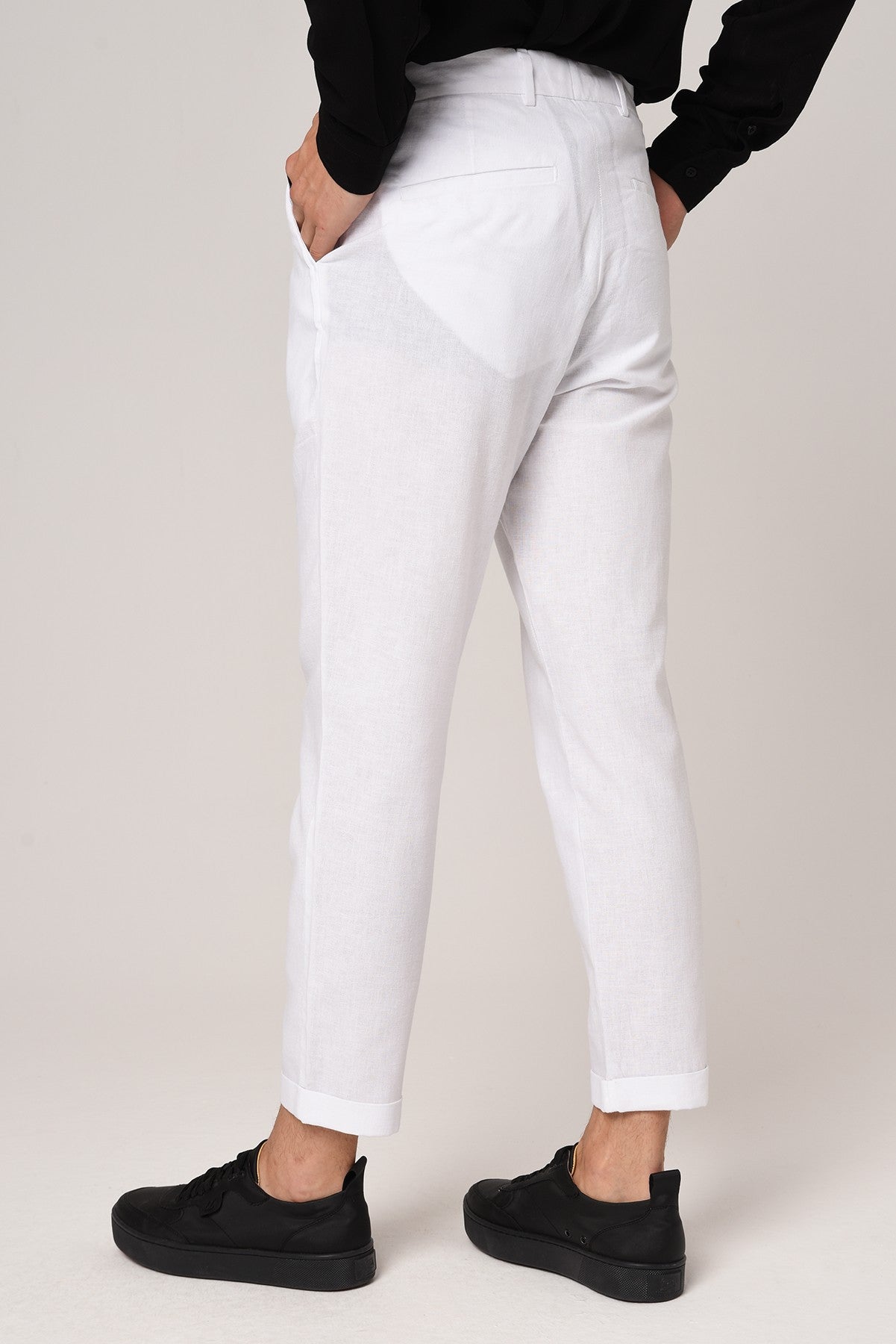 Boyfriend Beli İpli Keten Pantolon