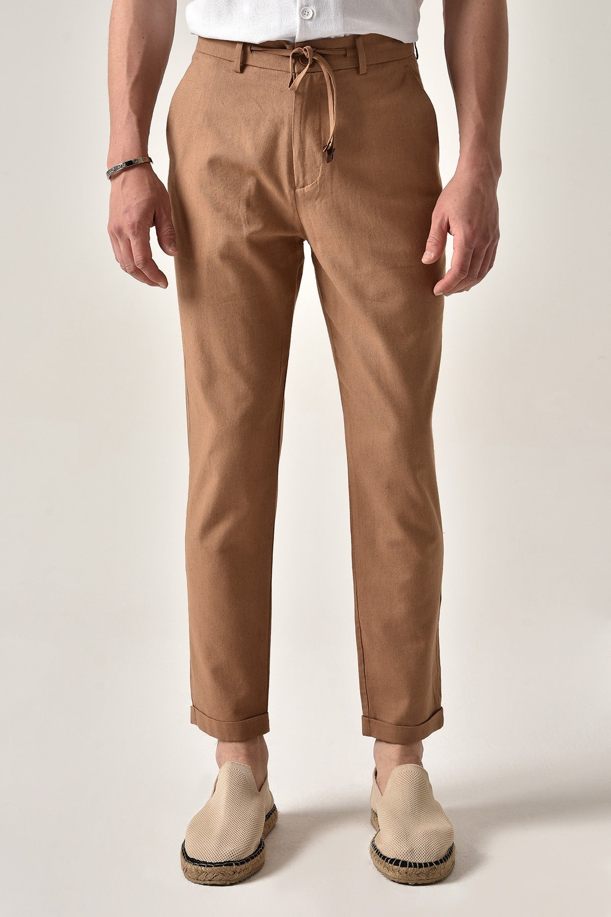 Boyfriend Beli İpli Keten Pantolon