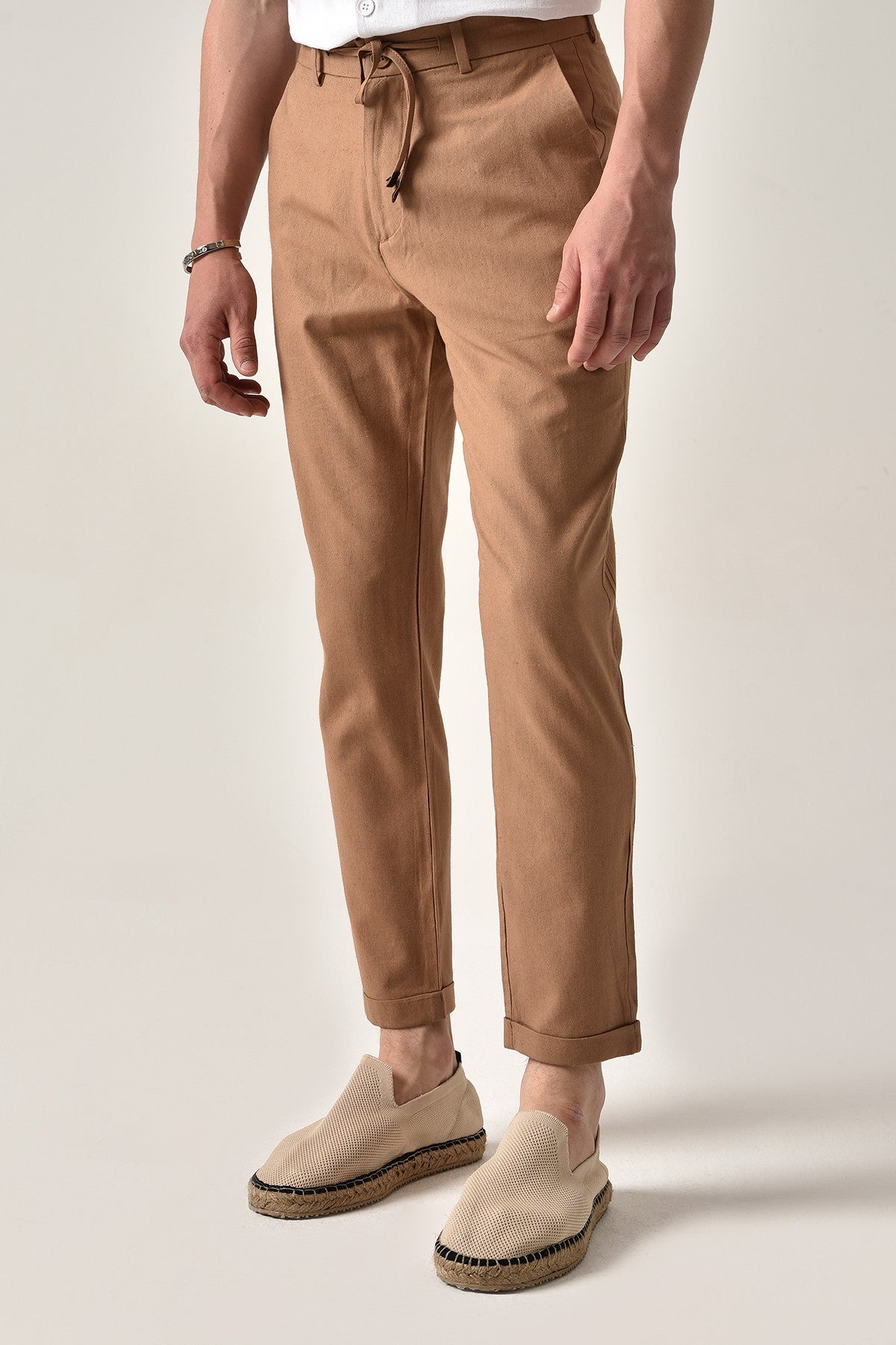 Boyfriend Beli İpli Keten Pantolon