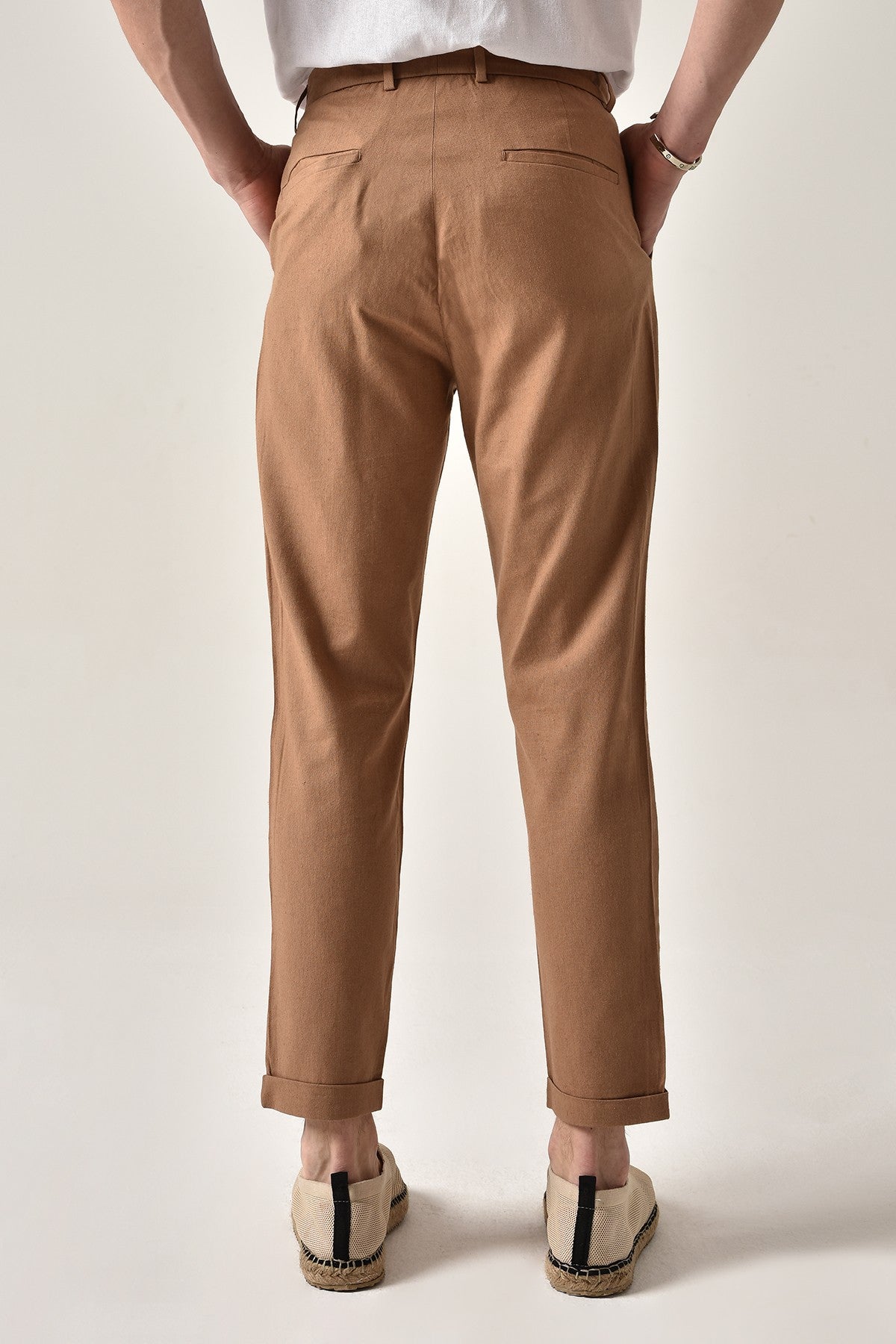 Boyfriend Beli İpli Keten Pantolon