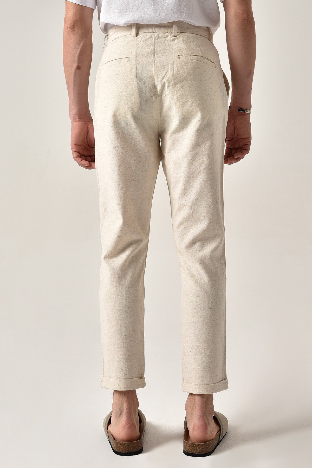 Boyfriend Beli İpli Keten Pantolon