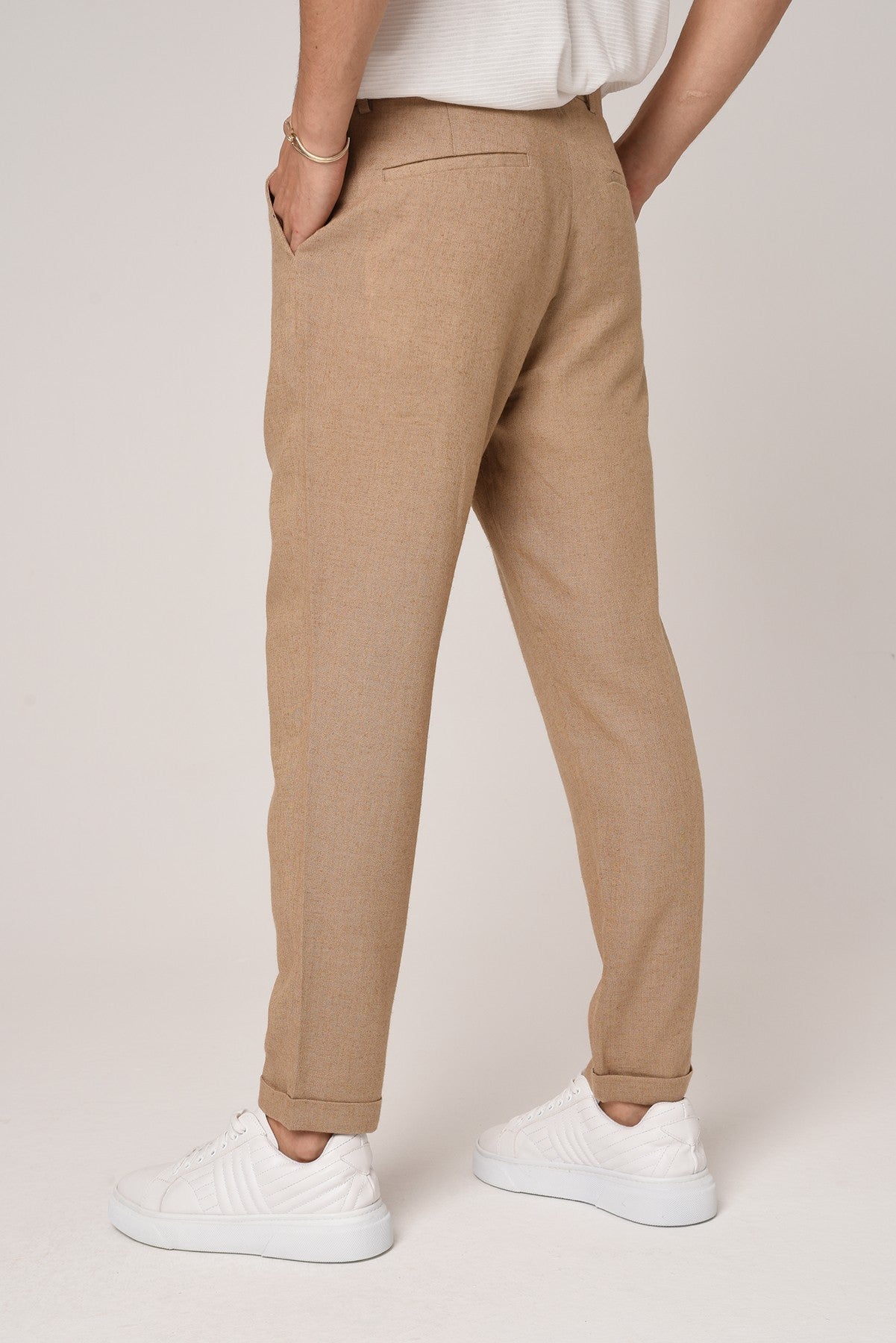 Boyfriend Beli İpli Keten Pantolon