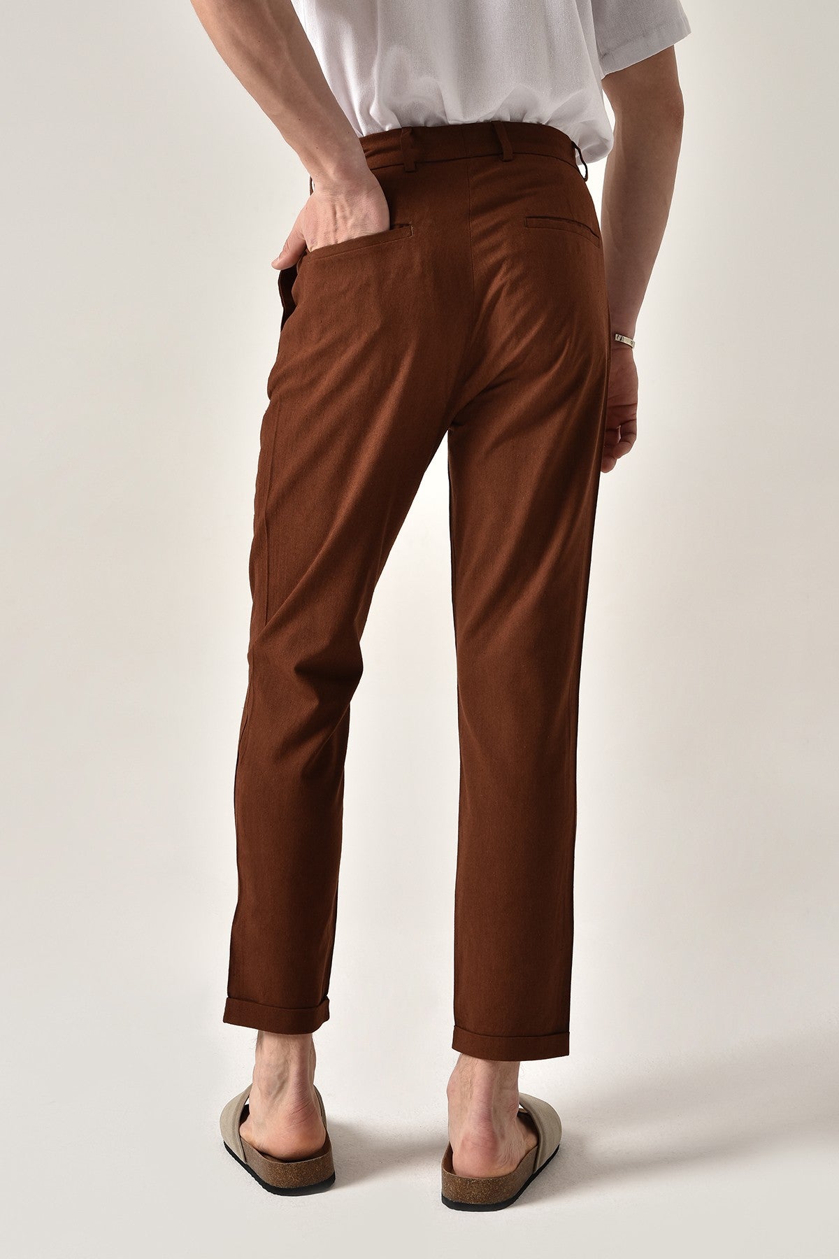 Boyfriend Beli İpli Keten Pantolon