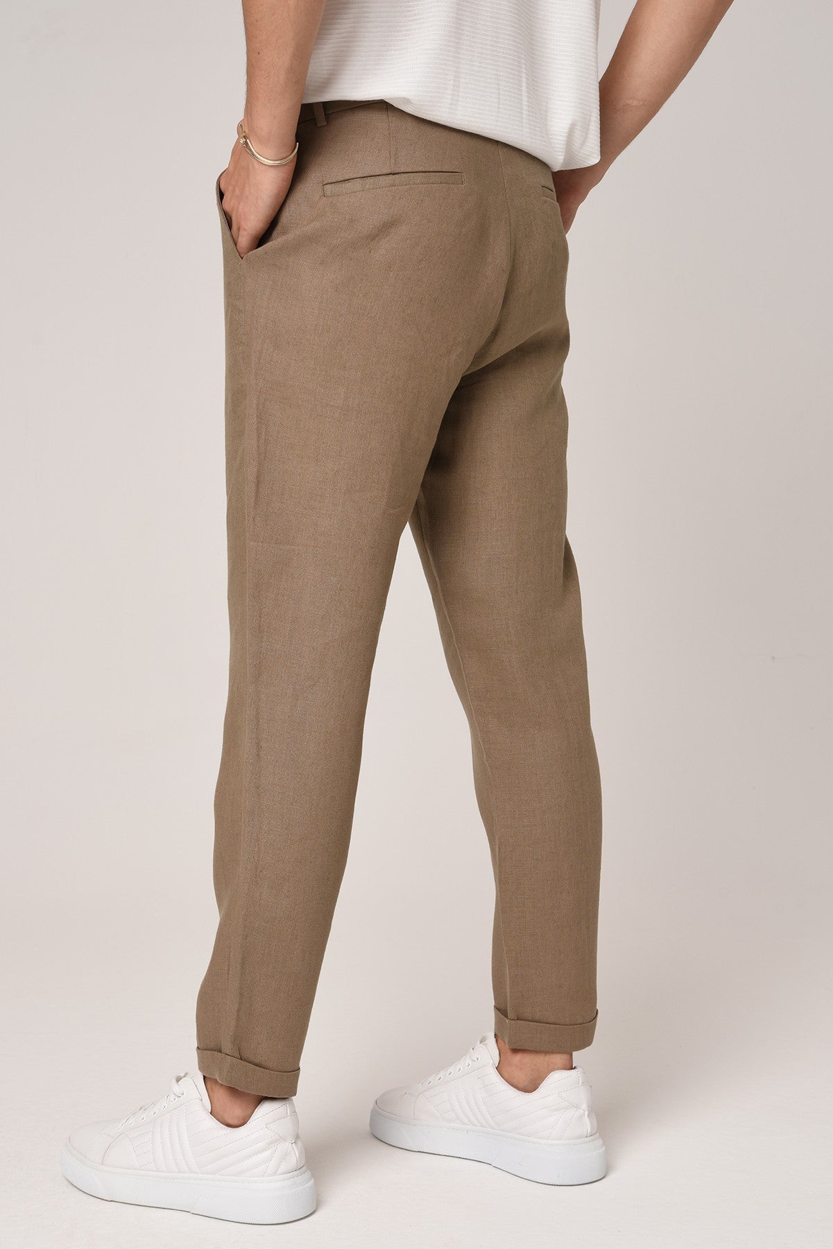 Boyfriend Beli İpli Keten Pantolon