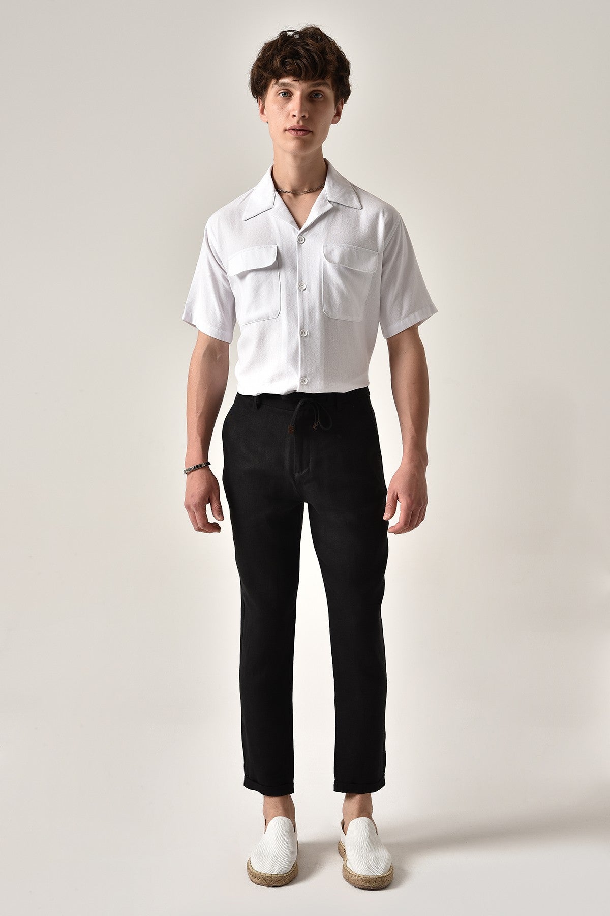 Boyfriend Beli İpli Keten Pantolon