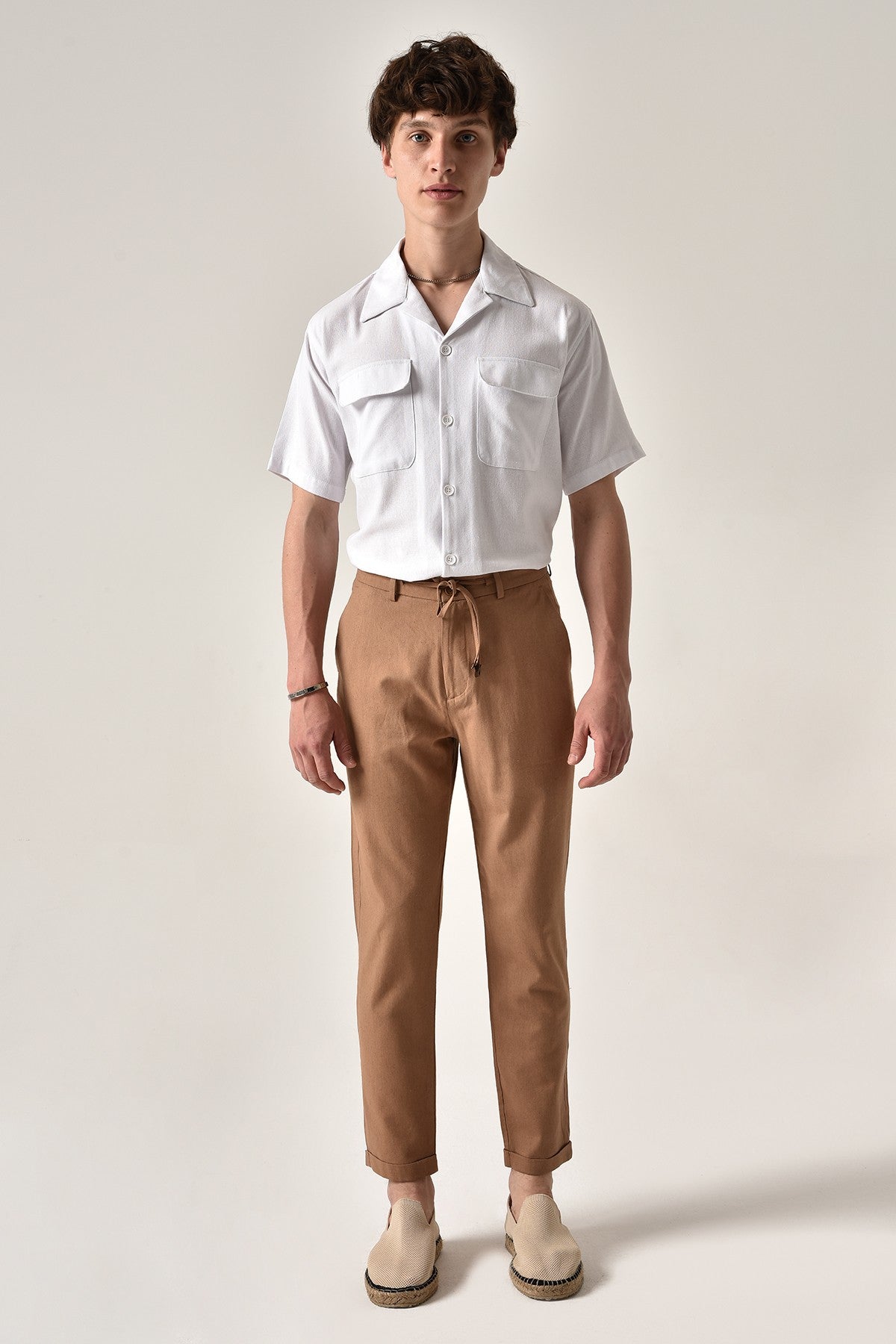 Boyfriend Beli İpli Keten Pantolon