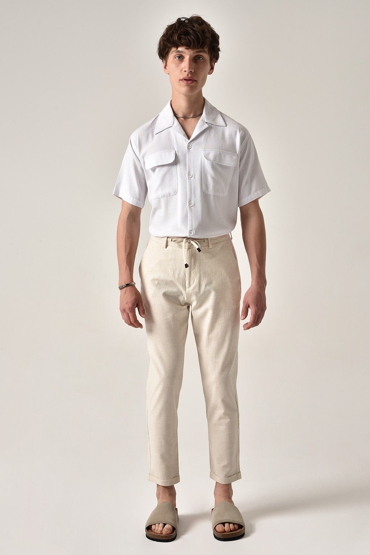 Boyfriend Beli İpli Keten Pantolon
