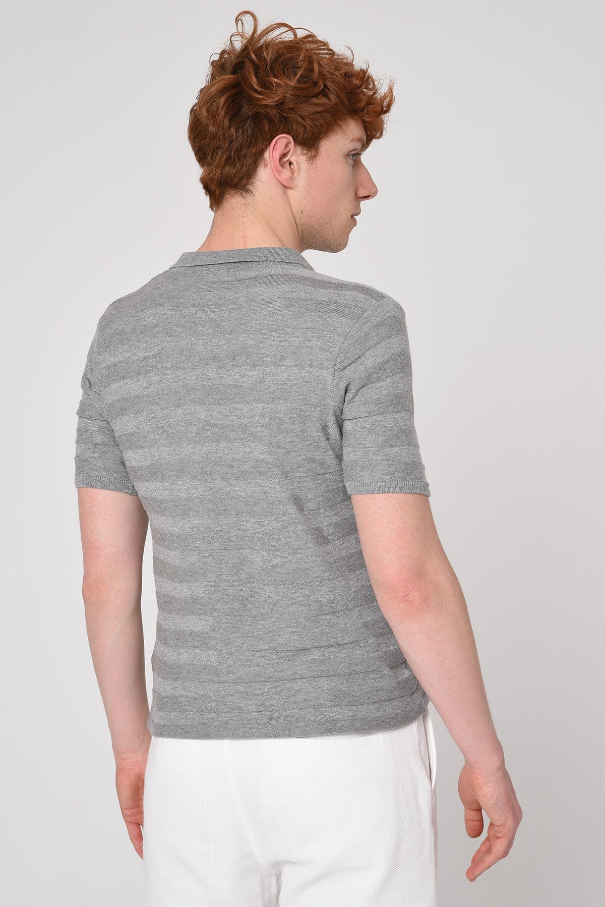 Antioch Siyah Şeritli Polo Yaka Desenli Triko T-Shirt
