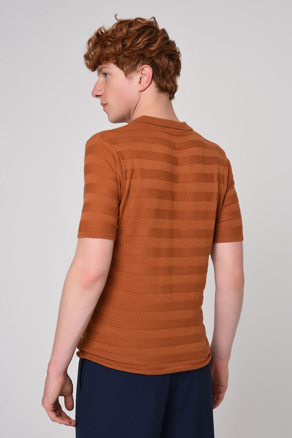 Antioch Siyah Şeritli Polo Yaka Desenli Triko T-Shirt