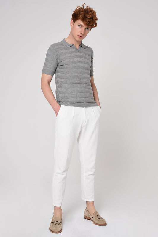 Antioch Siyah Şeritli Polo Yaka Desenli Triko T-Shirt