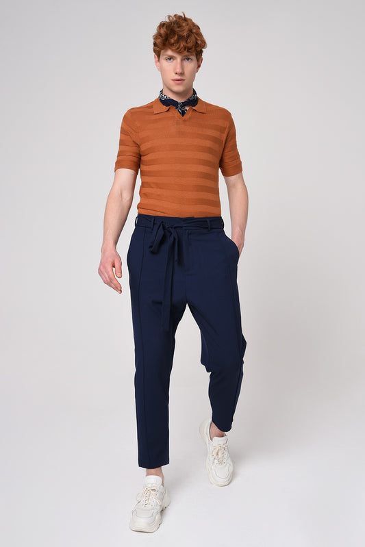 Antioch Siyah Şeritli Polo Yaka Desenli Triko T-Shirt