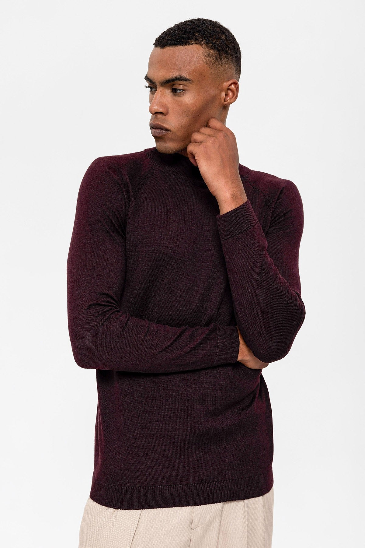 Antioch Saks Yarım Balıkçı Yaka Slim Fit Triko Kazak